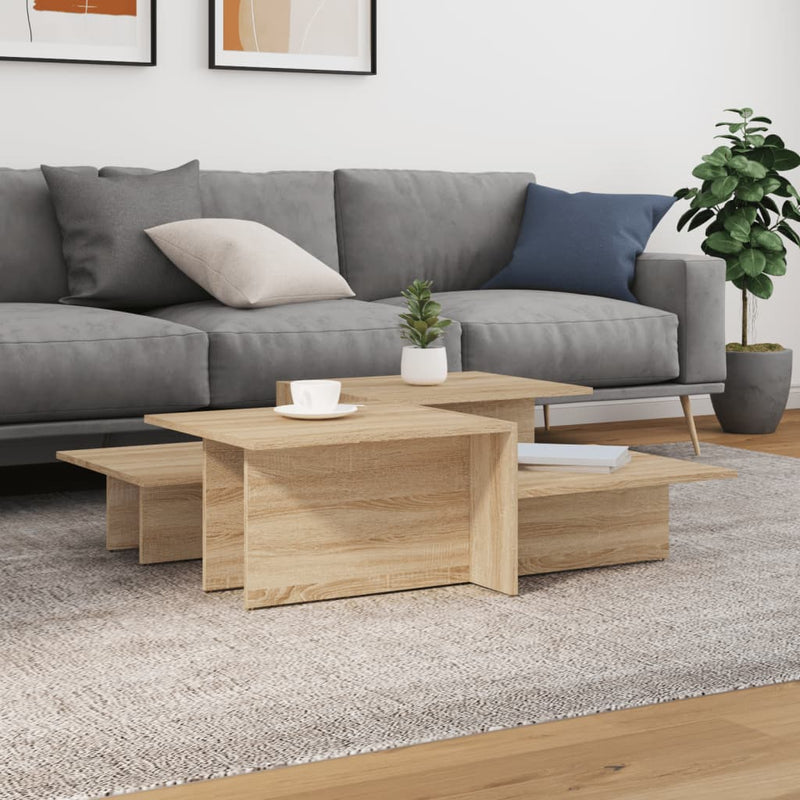 Salontafels 2 st bewerkt hout sonoma eikenkleurig MeubelReus
