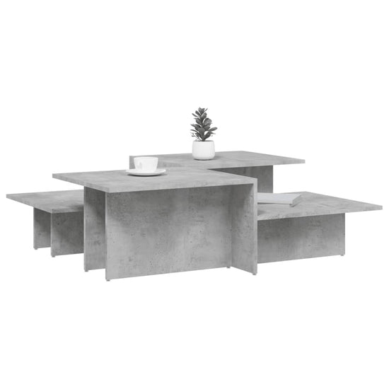 Salontafels 2 st bewerkt hout betongrijs MeubelReus