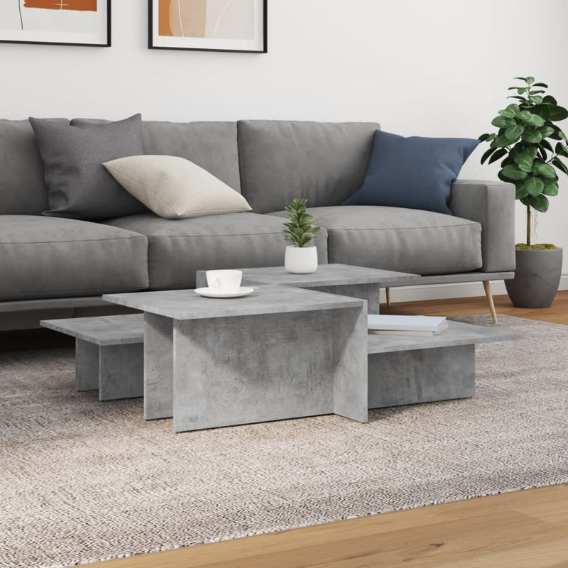 Salontafels 2 st bewerkt hout betongrijs MeubelReus