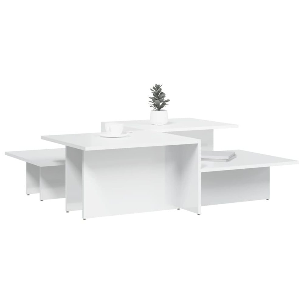Salontafels 2 st bewerkt hout hoogglans wit MeubelReus