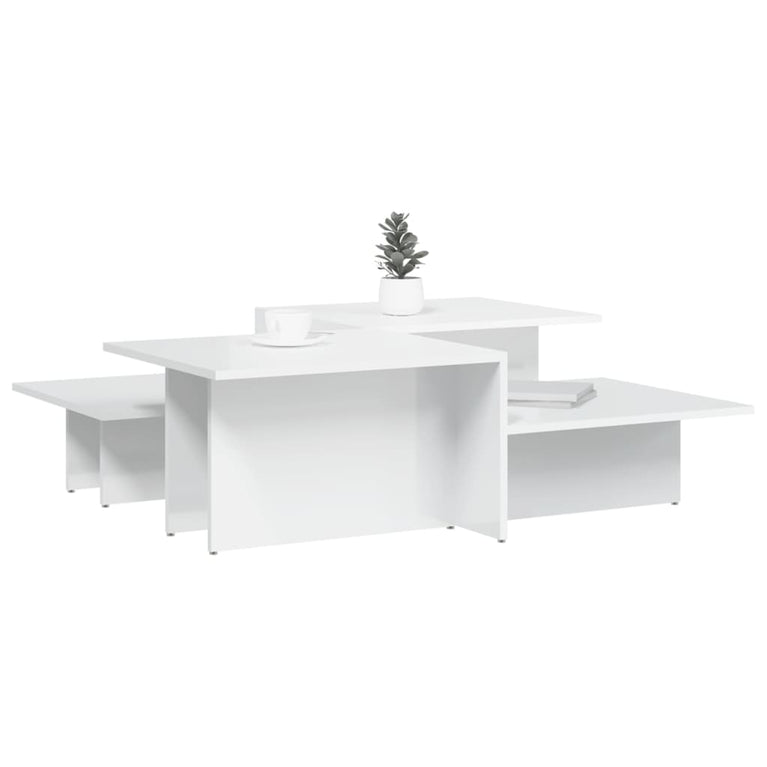 Salontafels 2 st bewerkt hout hoogglans wit MeubelReus