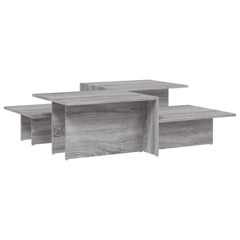 Salontafels 2 st bewerkt hout grijs sonoma eikenkleurig MeubelReus