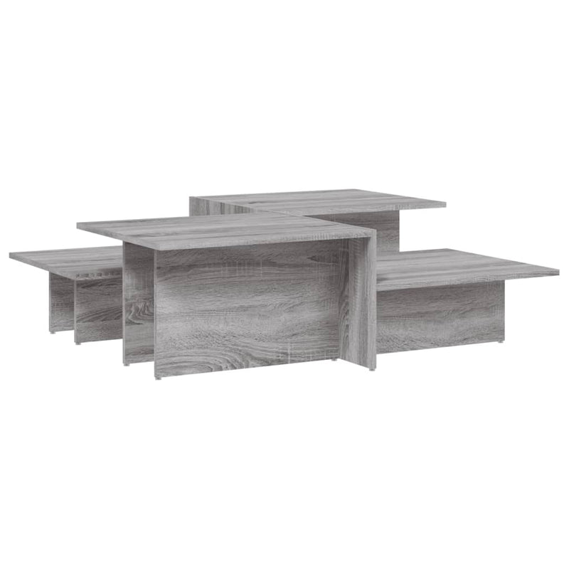Salontafels 2 st bewerkt hout grijs sonoma eikenkleurig MeubelReus