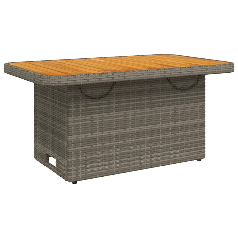 Tuintafel 90x55x71 cm poly rattan en acaciahout grijs