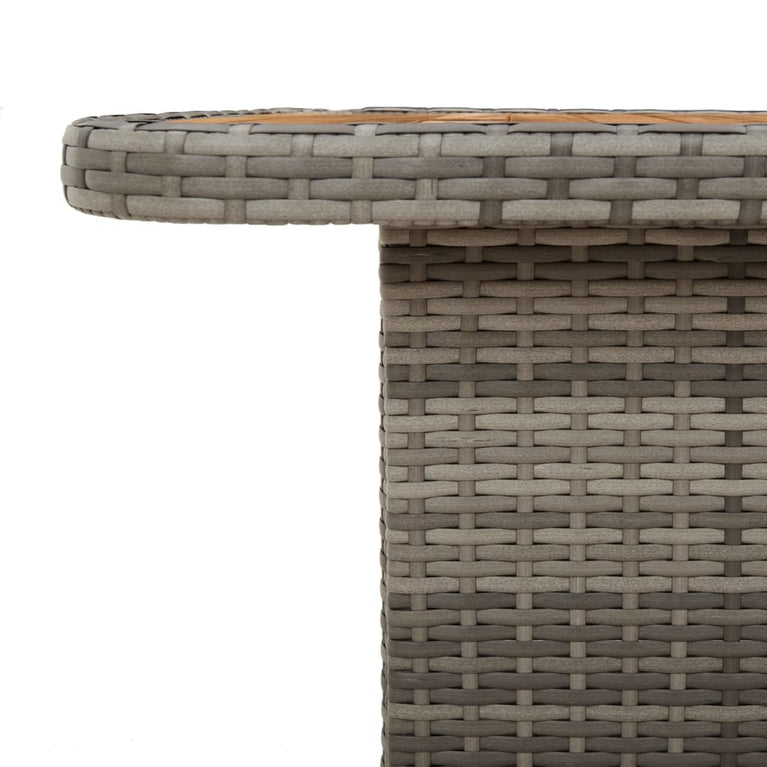 Tuintafel 90x55x71 cm poly rattan en acaciahout grijs