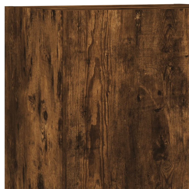 4-delige Tv-wandmeubelset bewerkt hout gerookt eikenkleurig