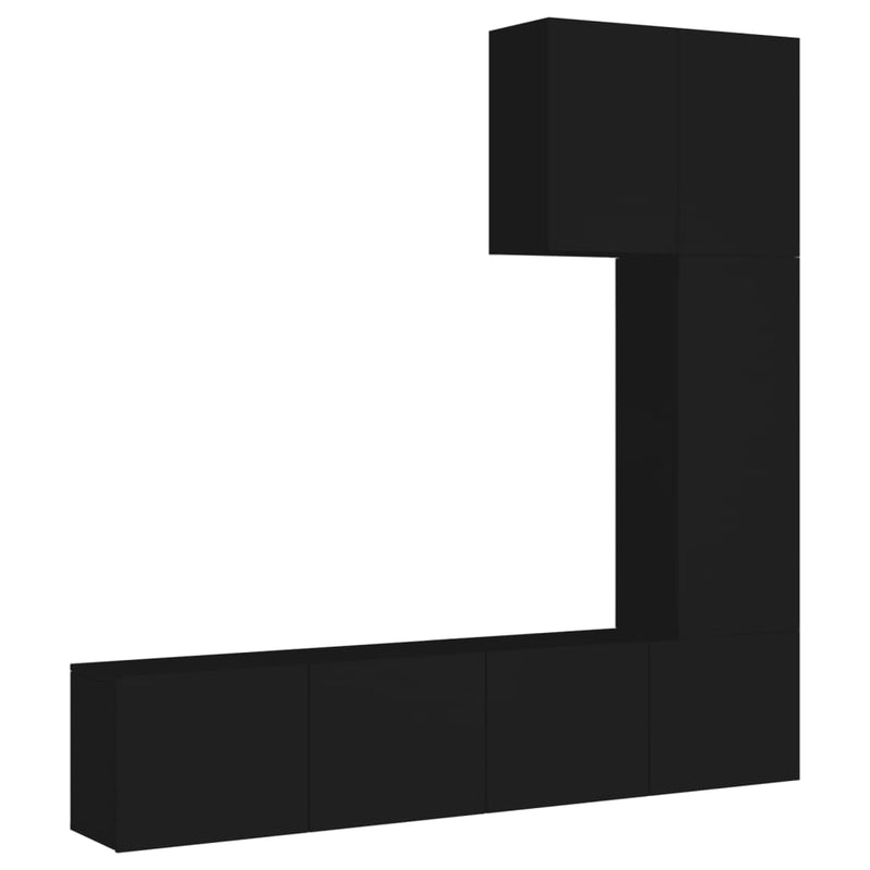 5-delige Tv-wandmeubelset bewerkt hout zwart