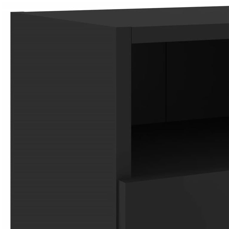 4-delige Tv-wandmeubelset bewerkt hout zwart