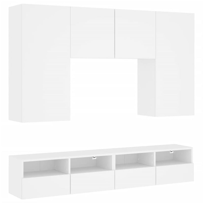 5-delige Tv-meubelset bewerkt hout wit