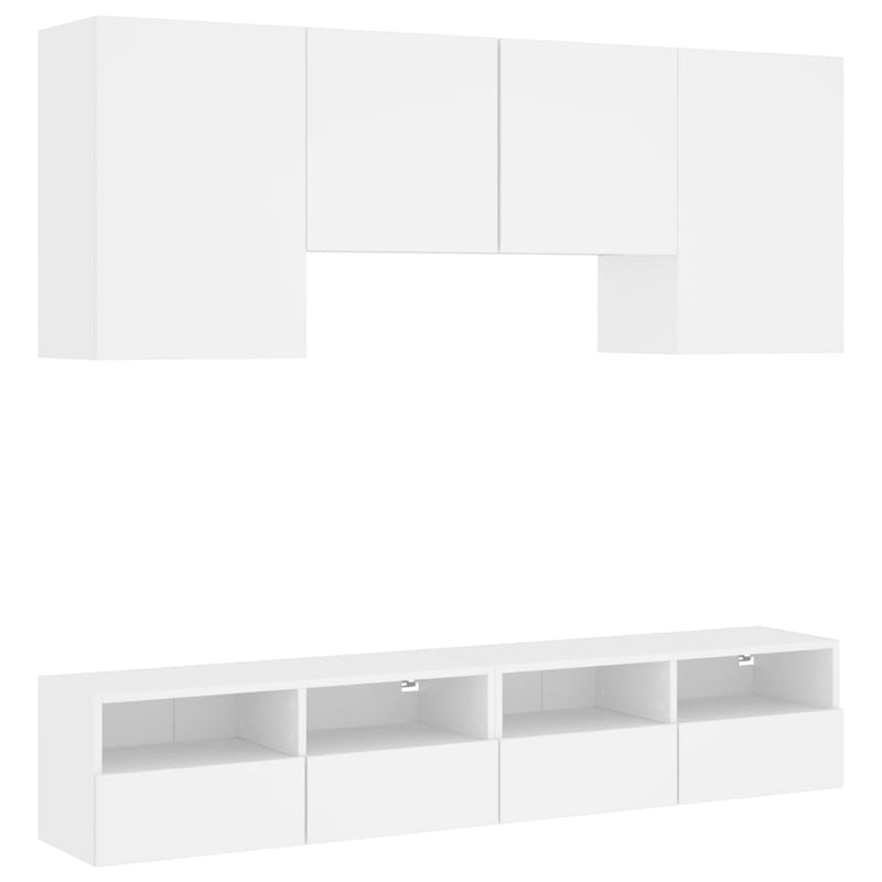 5-delige Tv-meubelset bewerkt hout wit