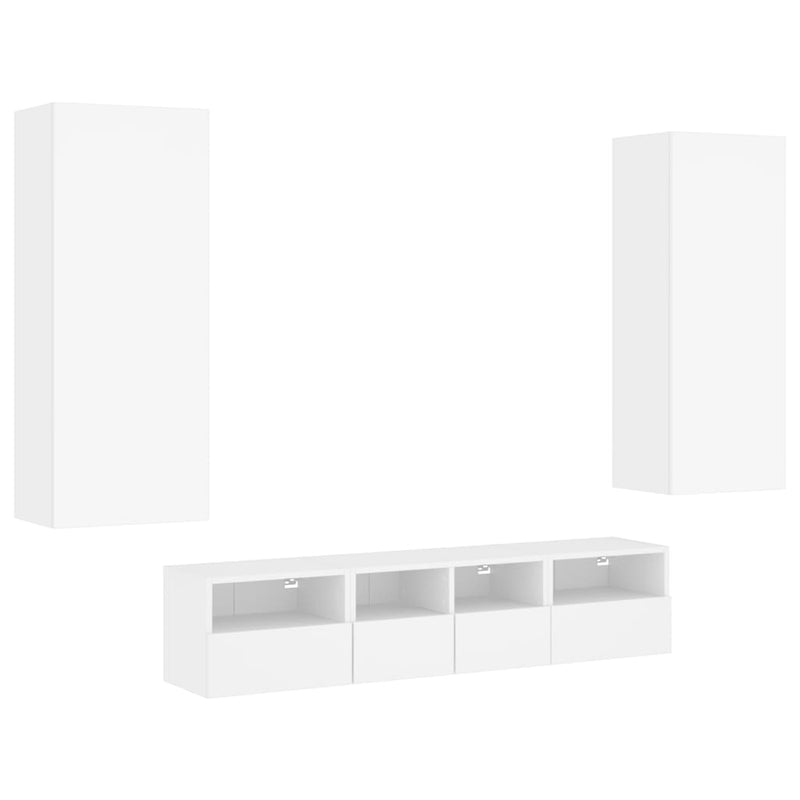 5-delige Tv-meubelset bewerkt hout wit
