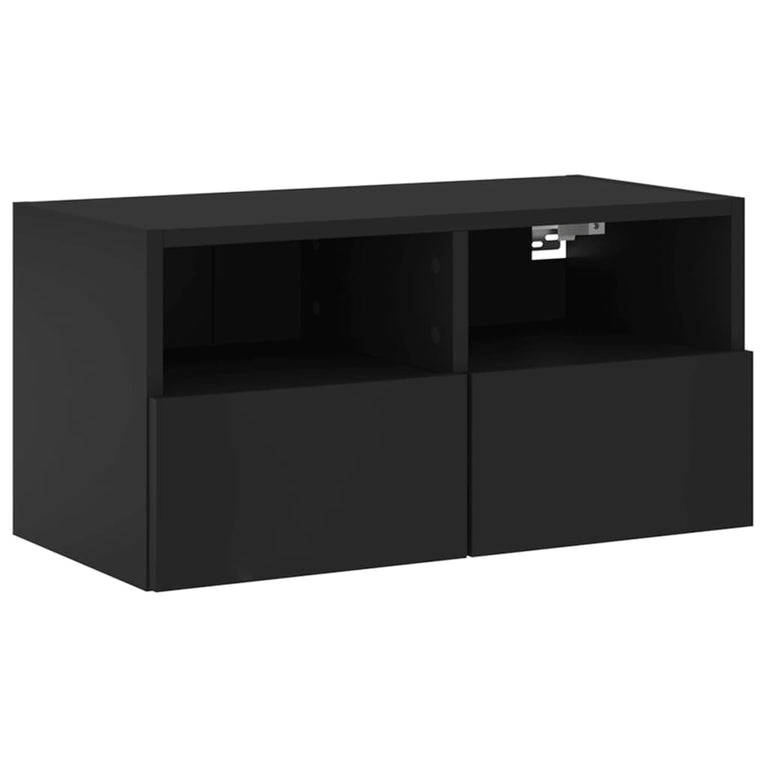 Tv-wandmeubelmeubelen 5 st bewerkt hout zwart