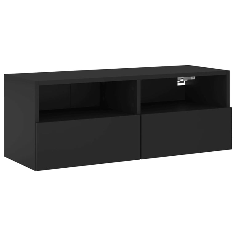 Tv-wandmeubelmeubelen 5 st bewerkt hout zwart