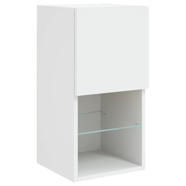 4-delige tv-wandmeubelset met LED-verlichting wit