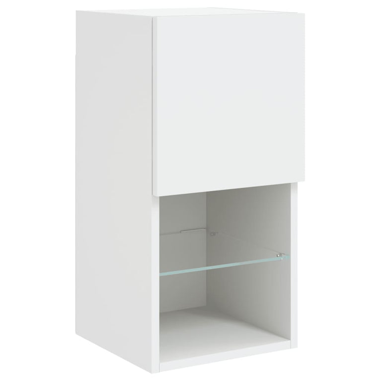 8-delige Tv-wandmeubelset met LED-verlichting bewerkt hout wit