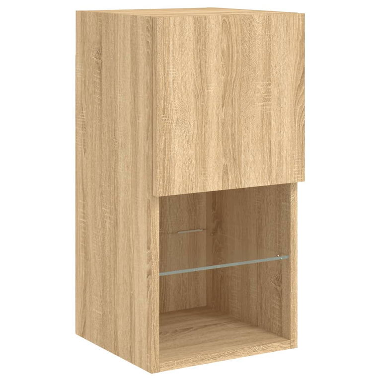 8-delige Tv-wandmeubelset met LED bewerkt hout sonoma eiken