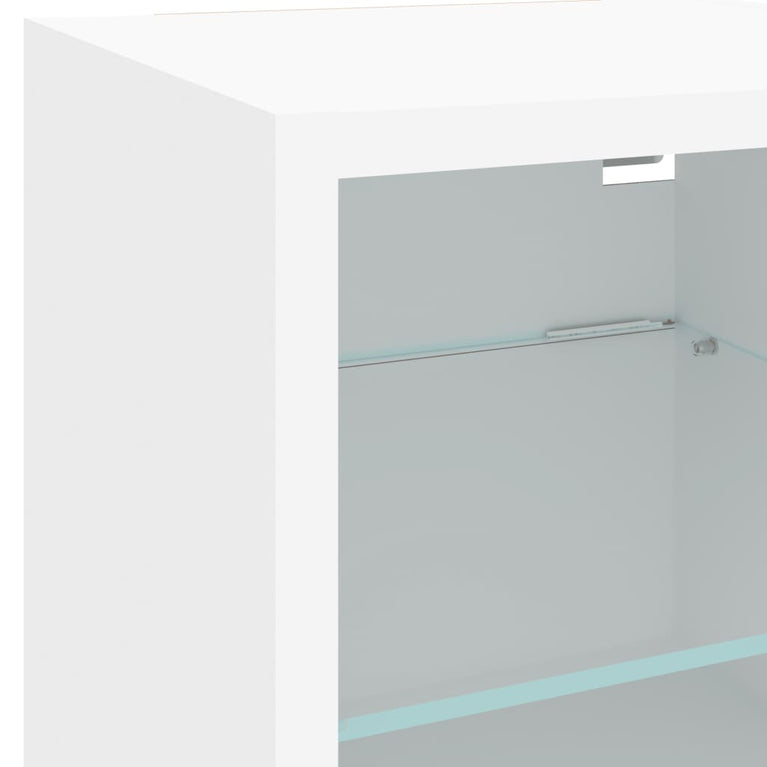 6-delige Tv-wandmeubelset met LED-verlichting bewerkt hout wit