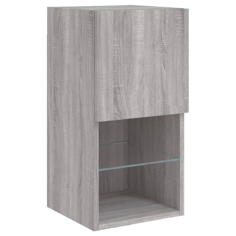 6-delige Tv-wandmeubelset met LED grijs sonoma eikenkleurig