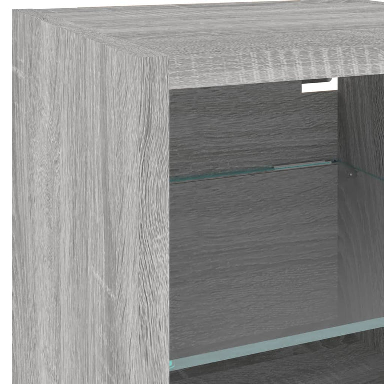 6-delige Tv-wandmeubelset met LED grijs sonoma eikenkleurig