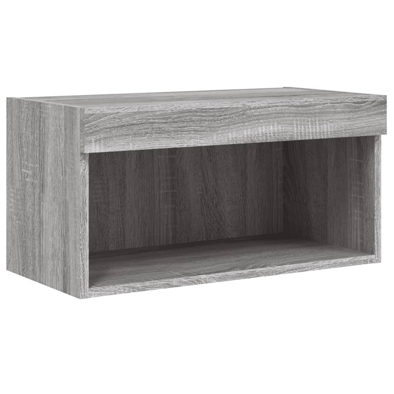 8-delige Tv-wandmeubelset met LED bewerkt hout grijs sonoma