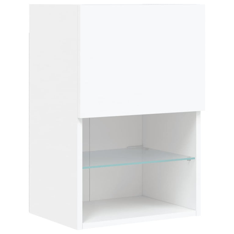 4-delige Tv-wandmeubelset met LED-verlichting bewerkt hout wit