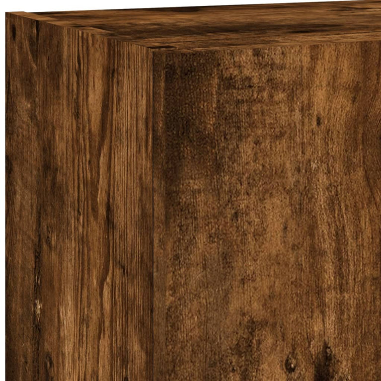 8-delige tv-wandmeubelset met LED bewerkt hout gerookt eiken
