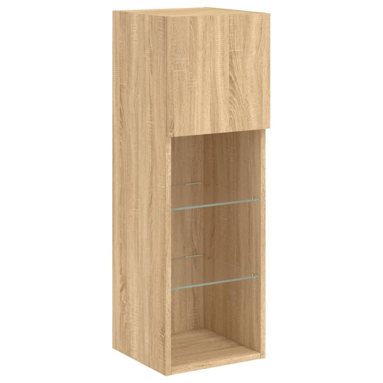 4-delige Tv-wandmeubelset met LED bewerkt hout sonoma eiken