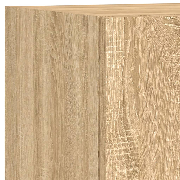 4-delige Tv-wandmeubelset met LED bewerkt hout sonoma eiken