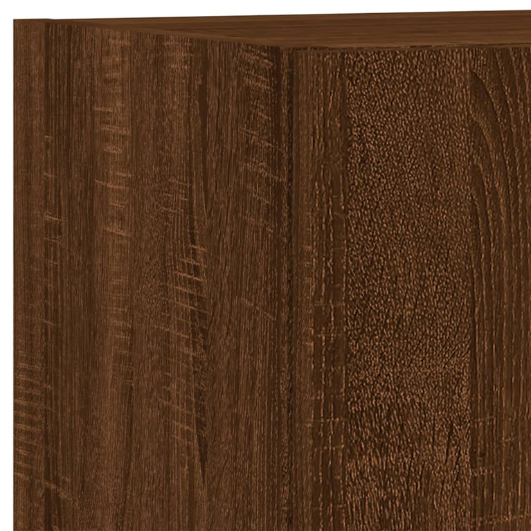 4-delige Tv-wandmeubelset met LED bewerkt hout bruineikenkleur