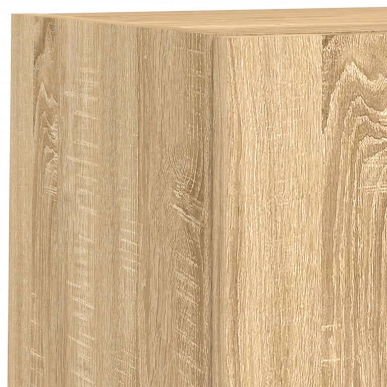 4-delige Tv-wandmeubelset met LED bewerkt hout sonoma eiken
