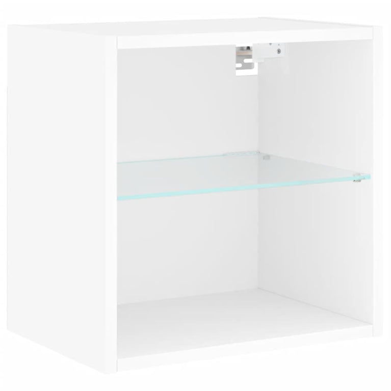8-delige Tv-wandmeubelset met LED-verlichting bewerkt hout wit
