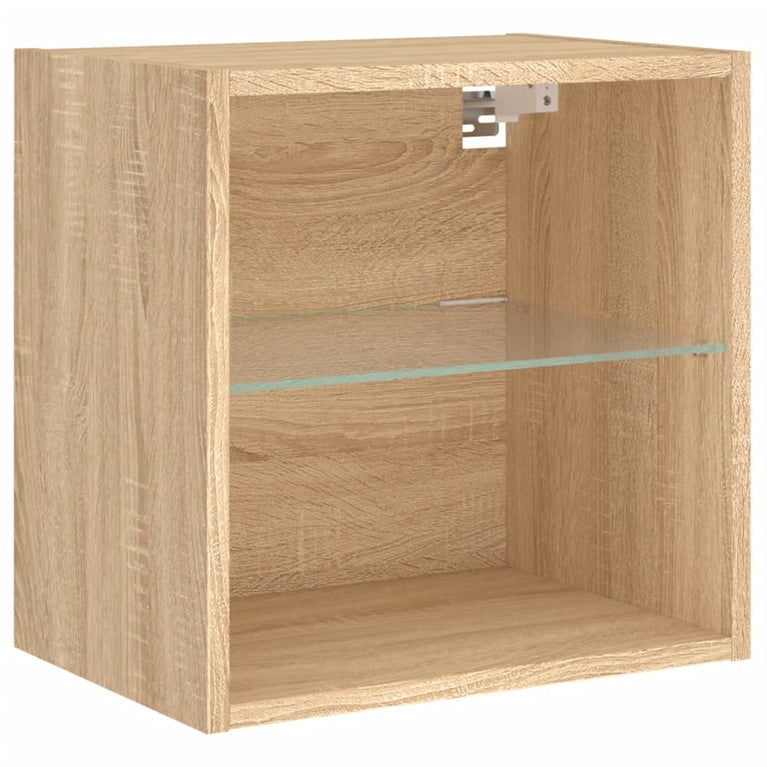 8-delige Tv-wandmeubelset met LED bewerkt hout sonoma eiken
