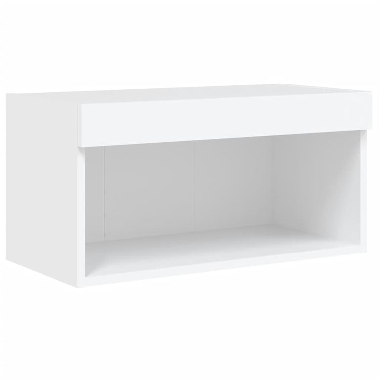 6-delige Tv-wandmeubelset met LED-verlichting bewerkt hout wit