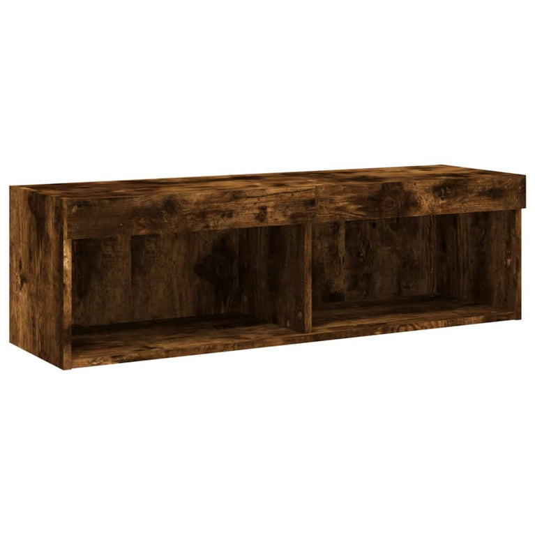 6-delige tv-wandmeubelset met LED bewerkt hout gerookt eiken