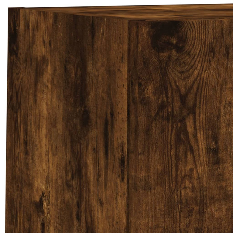 6-delige tv-wandmeubelset met LED bewerkt hout gerookt eiken