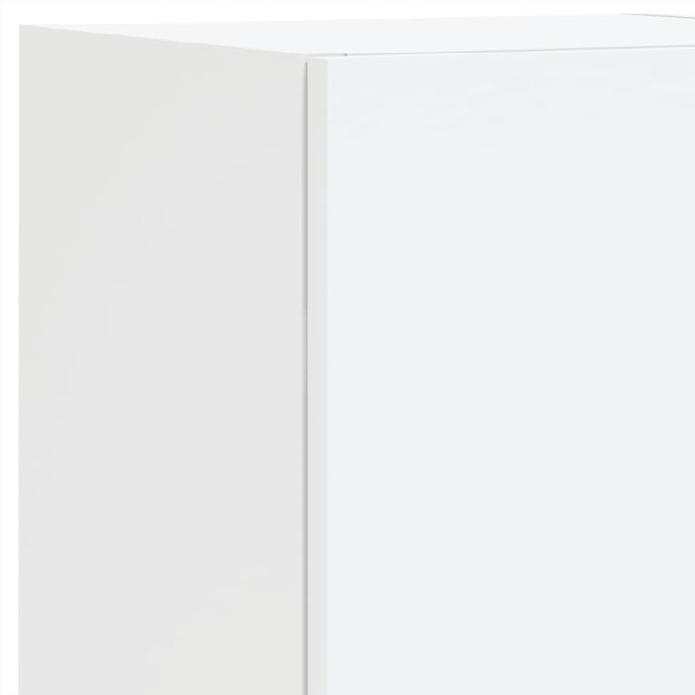 4-delige Tv-wandmeubelset met LED-verlichting bewerkt hout wit