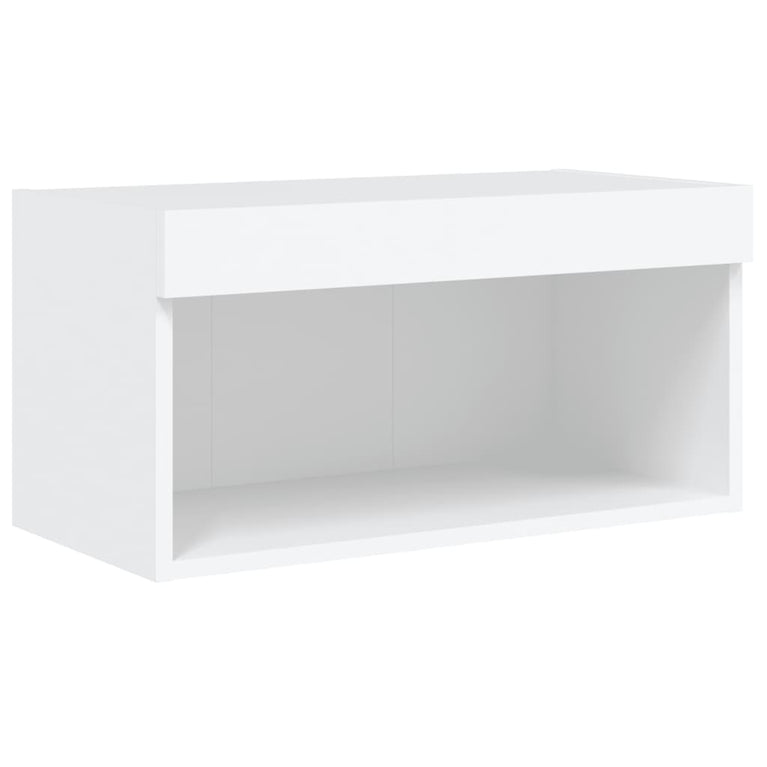 5-delige Tv-wandmeubelset met LED-verlichting bewerkt hout wit