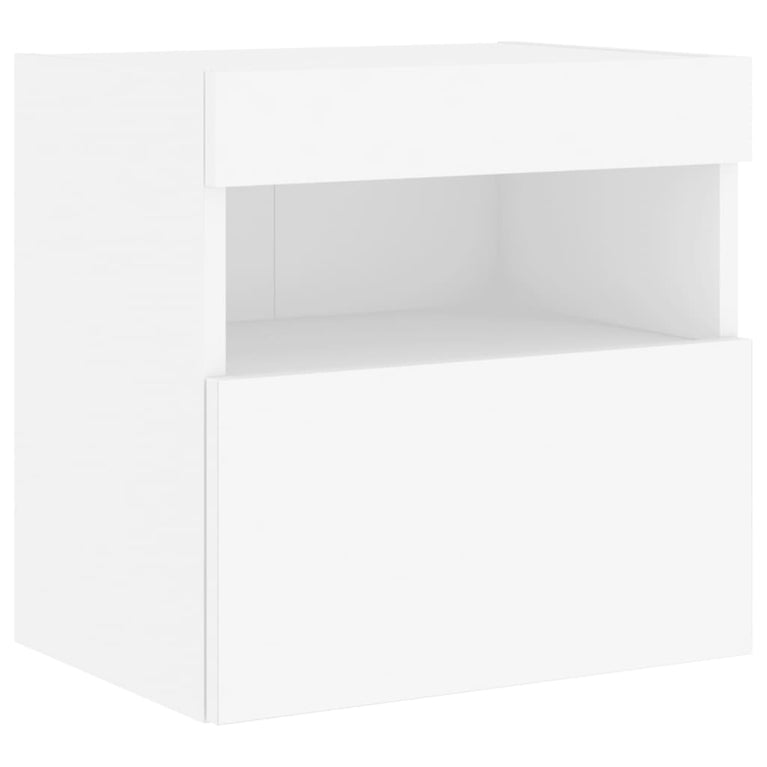 6-delige Tv-wandmeubelset met LED-verlichting bewerkt hout wit