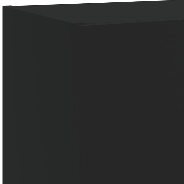 5-delige Tv-wandmeubelset met LED bewerkt hout zwart