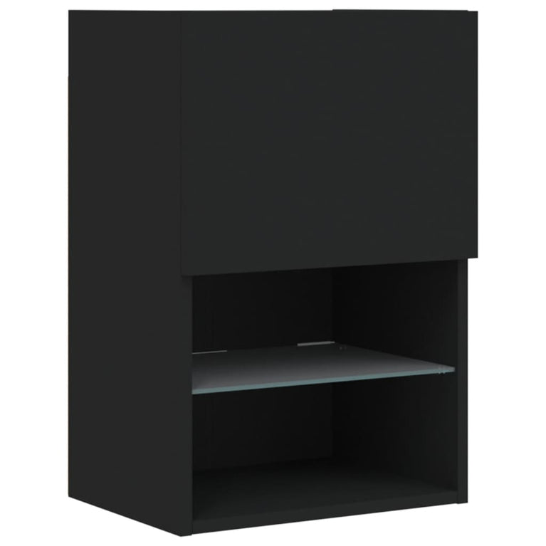6-delige Tv-wandmeubelset met LED-verlichting zwart
