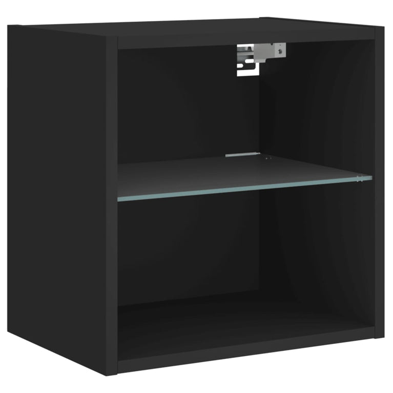 6-delige Tv-wandmeubelset met LED-verlichting zwart