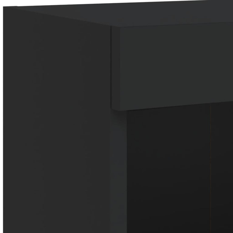 6-delige Tv-wandmeubelset met LED-verlichting zwart