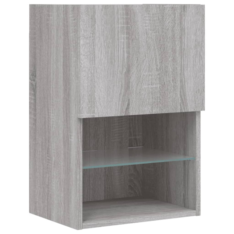 6-delige Tv-wandmeubelset met LED-verlichting grijs sonoma