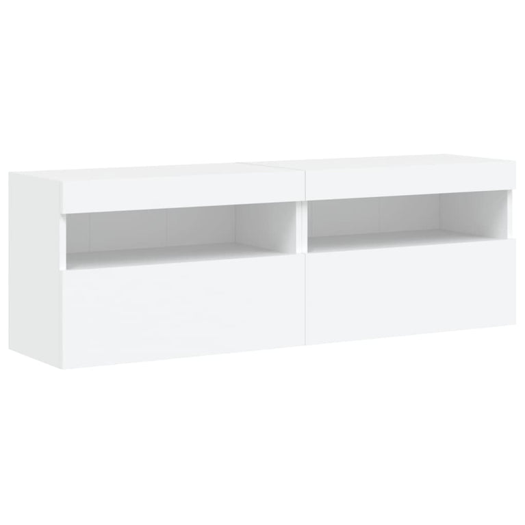 8-delige tv-wandmeubelset met LED-verlichting wit