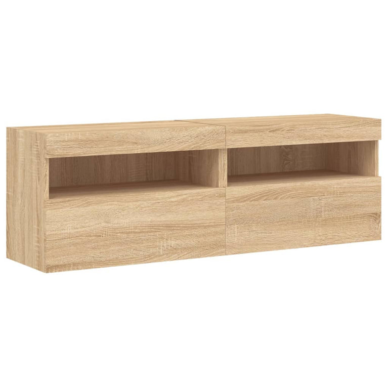 8-delige Tv-wandmeubelset met LED-verlichting sonoma eikenkleur