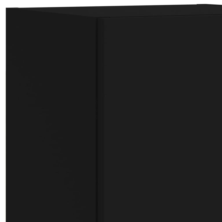7-delige Tv-wandmeubelset met LED-verlichting zwart