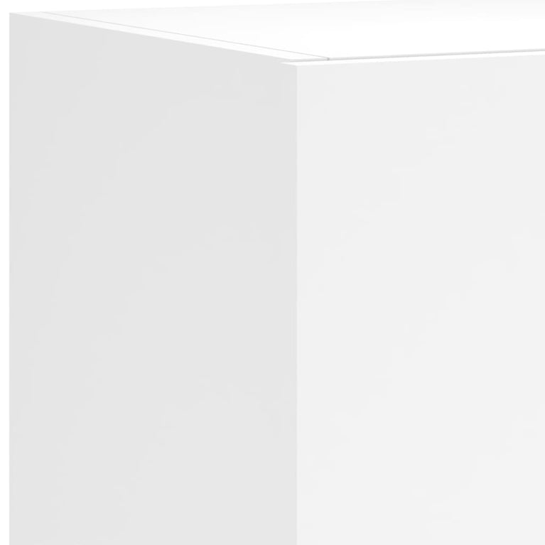 4-delige Tv-wandmeubelset met LED-verlichting bewerkt hout wit