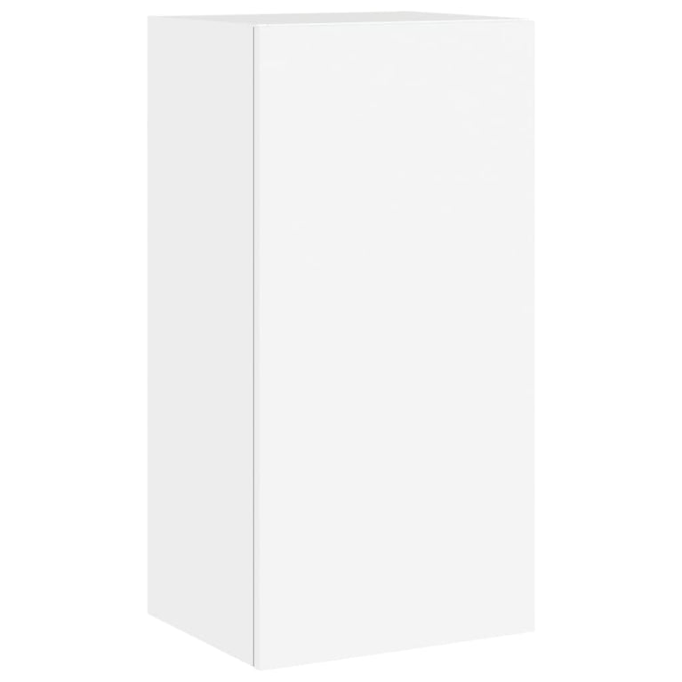 4-delige Tv-wandmeubelset met LED-verlichting bewerkt hout wit