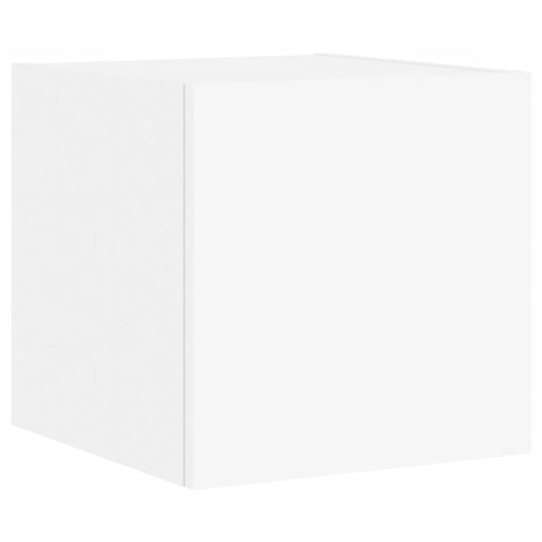 4-delige Tv-wandmeubelset met LED-verlichting bewerkt hout wit