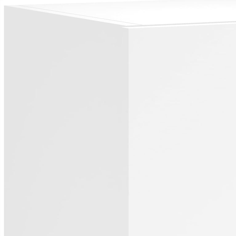 4-delige Tv-wandmeubelset met LED-verlichting bewerkt hout wit